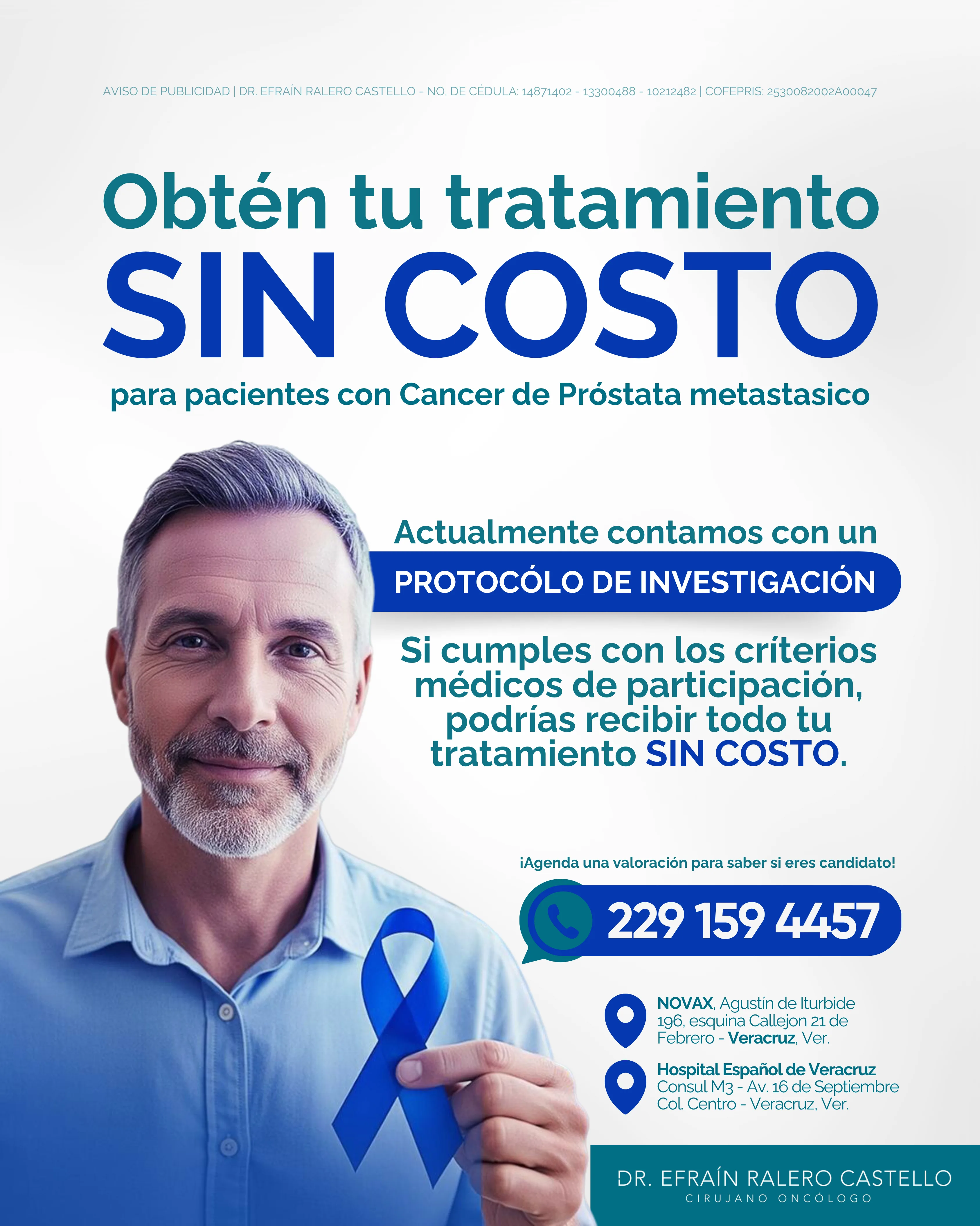 Protocolo de investigación para tratamientos gratuitos — Cirujano Oncólogo en Veracruz