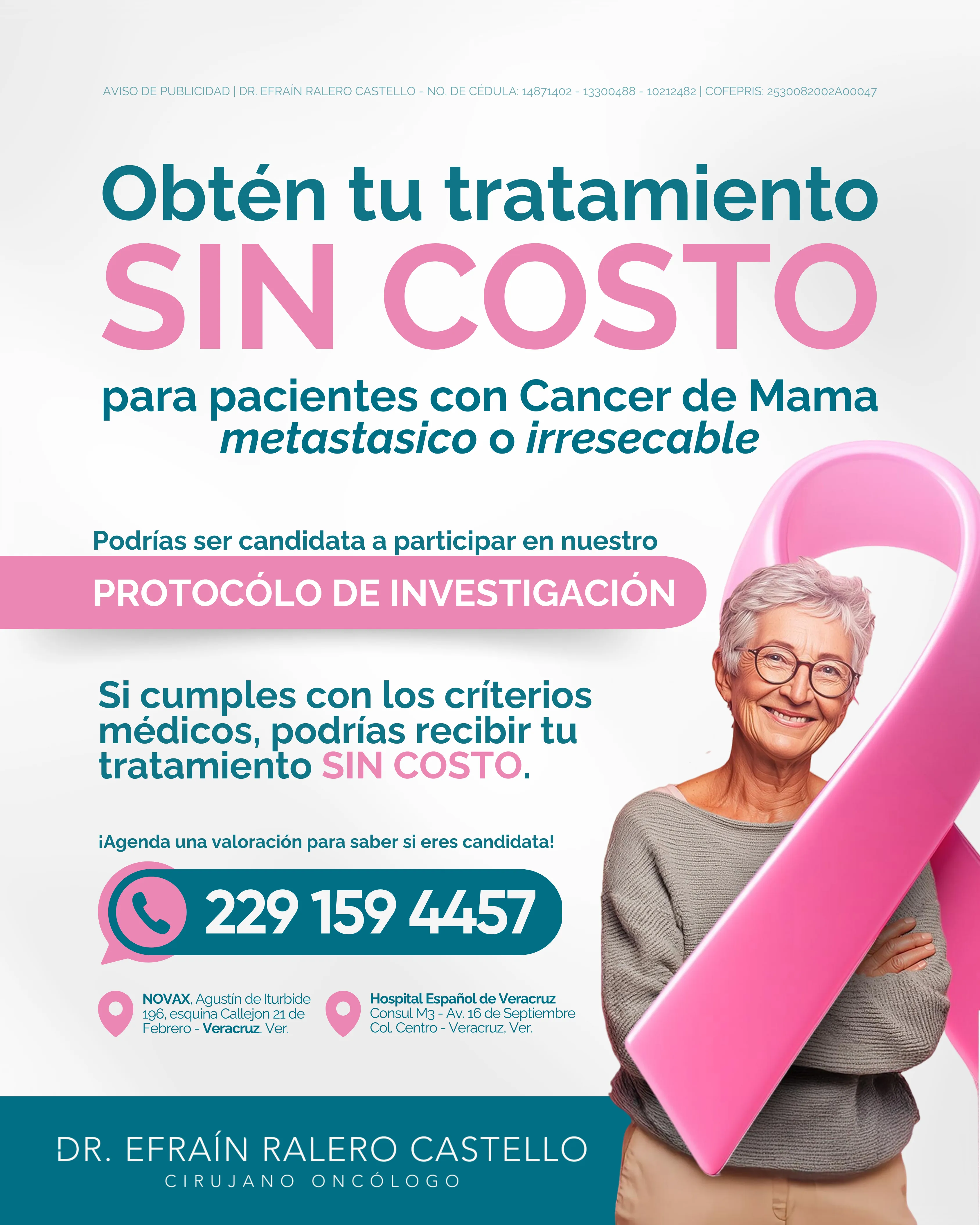 Protocolo de investigación para tratamientos gratuitos — Cirujano Oncólogo en Veracruz
