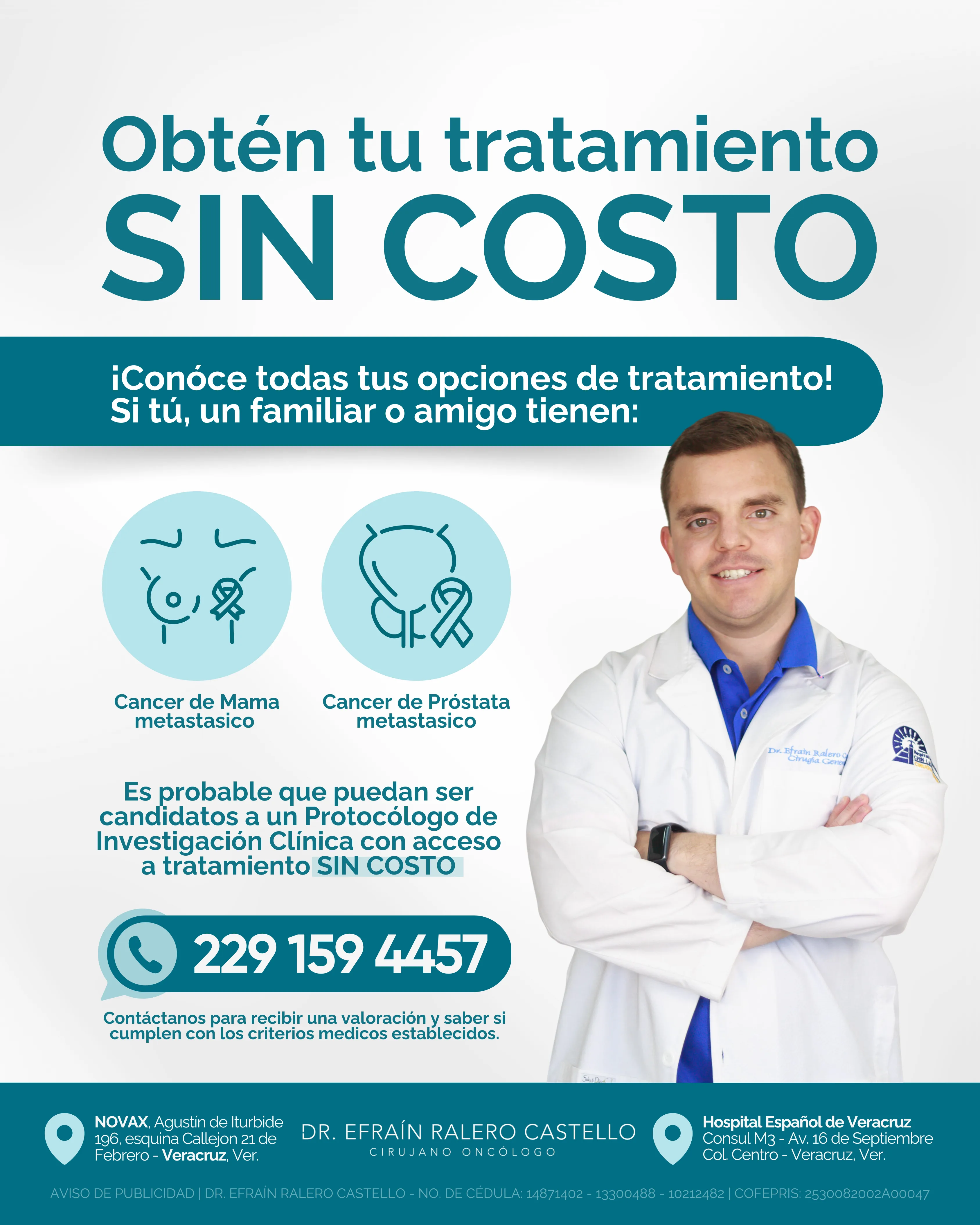 Protocolo de investigación para tratamientos gratuitos — Cirujano Oncólogo en Veracruz